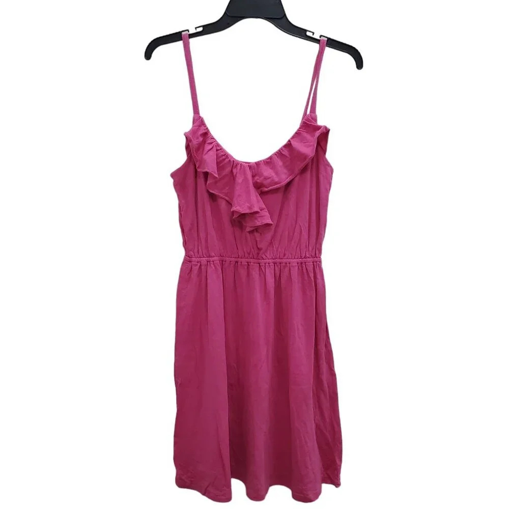 Ann Taylor LOFT Women's Hot Pink Modal‎ Blend Knit Flounce Casual Summer Dress S